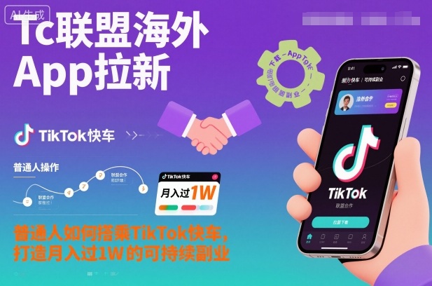 Tc联盟海外App拉新：普通人如何搭乘TikTok快车，打造月入过1W的可持续副业力繁信息站-闲云创业网-老谢轻创网-中创网-福缘网-冒泡网-资源之家-魔方项目库力繁信息站