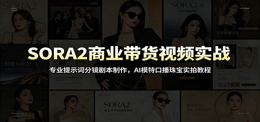 SORA2商业带货视频实战:专业提示词分镜剧本制作,AI模特口播珠宝实拍教程力繁信息站-闲云创业网-老谢轻创网-中创网-福缘网-冒泡网-资源之家-魔方项目库力繁信息站