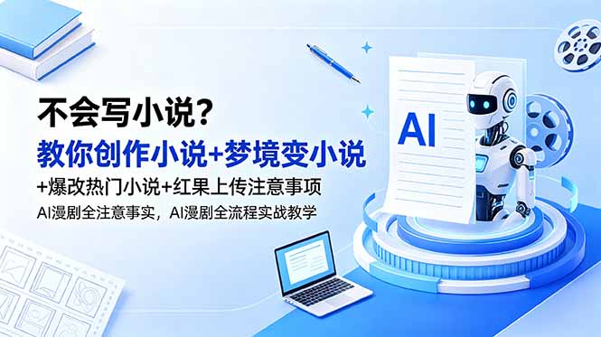 不会写小说?教你创作小说+梦境变小说+爆改热门小说+红果上传注意事项,AI漫剧全流程实战教学力繁信息站-闲云创业网-老谢轻创网-中创网-福缘网-冒泡网-资源之家-魔方项目库力繁信息站