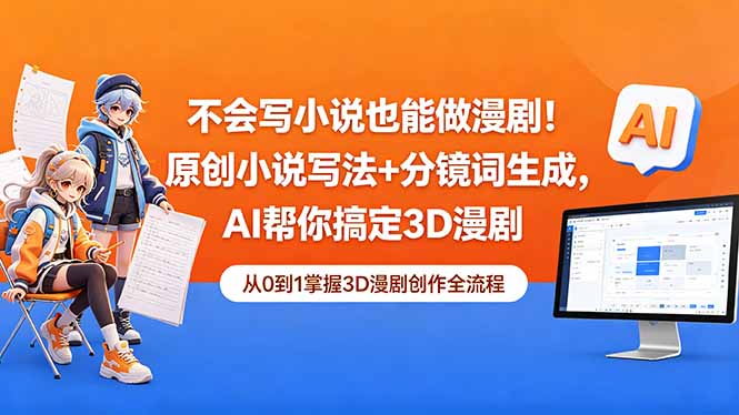 不会写小说也能做漫剧!原创小说写法+分镜词生成,AI帮你搞定3D漫剧力繁信息站-闲云创业网-老谢轻创网-中创网-福缘网-冒泡网-资源之家-魔方项目库力繁信息站