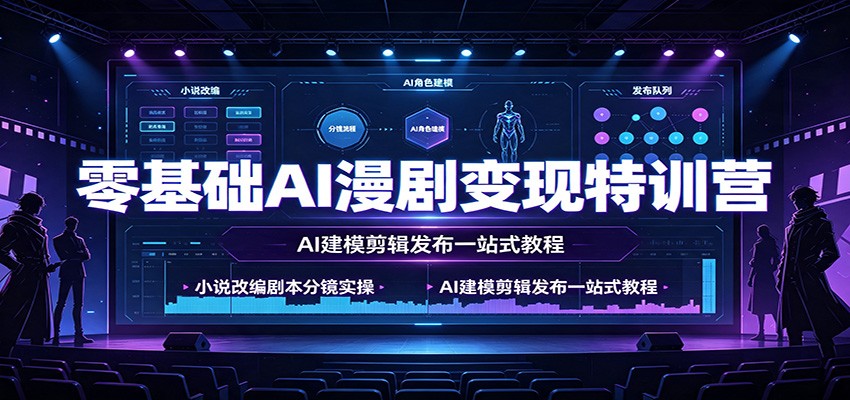零基础AI漫剧变现特训营:小说改编剧本分镜实操,AI建模剪辑发布一站式教程力繁信息站-闲云创业网-老谢轻创网-中创网-福缘网-冒泡网-资源之家-魔方项目库力繁信息站