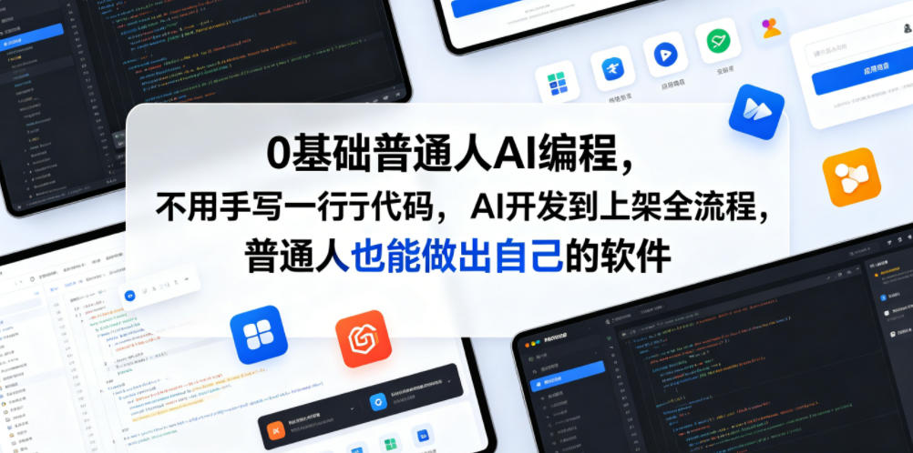 0基础普通人AI编程,不用手写一行代码,AI开发到上架全流程,普通人也能做出自己的软件力繁信息站-闲云创业网-老谢轻创网-中创网-福缘网-冒泡网-资源之家-魔方项目库力繁信息站