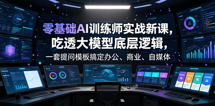 零基础AI训练师实战课，吃透大模型底层逻辑，一套提问模板搞定办公、商业、自媒体、设计、生活全场景AI落地应用力繁信息站-闲云创业网-老谢轻创网-中创网-福缘网-冒泡网-资源之家-魔方项目库力繁信息站