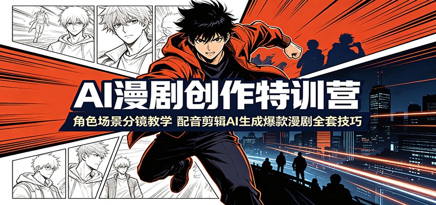 AI漫剧创作特训营：角色场景分镜教学，配音剪辑AI生成爆款漫剧全套技巧力繁信息站-闲云创业网-老谢轻创网-中创网-福缘网-冒泡网-资源之家-魔方项目库力繁信息站