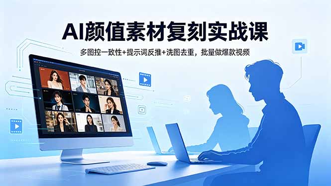 AI颜值素材复刻实战课,多图控一致性+提示词反推+洗图去重,批量做爆款视频力繁信息站-闲云创业网-老谢轻创网-中创网-福缘网-冒泡网-资源之家-魔方项目库力繁信息站