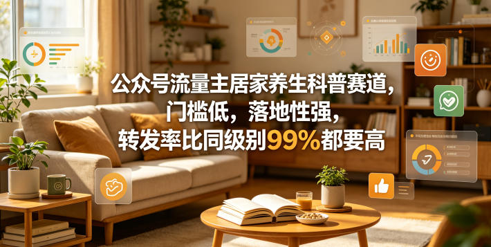 公众号流量主居家养生科普赛道,门槛低,落地性强,转发率比同级别99%都要高力繁信息站-闲云创业网-老谢轻创网-中创网-福缘网-冒泡网-资源之家-魔方项目库力繁信息站