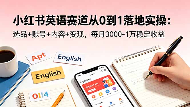 小红书英语赛道从0到1落地实操：选品+账号+内容+变现，每月3000-1万稳定收益力繁信息站-闲云创业网-老谢轻创网-中创网-福缘网-冒泡网-资源之家-魔方项目库力繁信息站