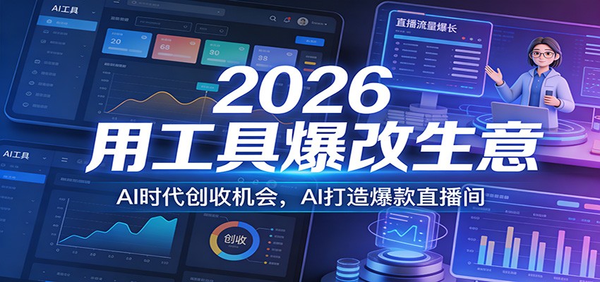 2026用工具爆改生意，AI时代创收机会，AI打造爆款直播间力繁信息站-闲云创业网-老谢轻创网-中创网-福缘网-冒泡网-资源之家-魔方项目库力繁信息站