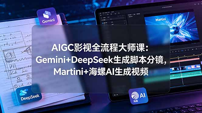 AIGC影视全流程大师课:Gemini+DeepSeek生成脚本分镜,Martini+海螺AI生成视频力繁信息站-闲云创业网-老谢轻创网-中创网-福缘网-冒泡网-资源之家-魔方项目库力繁信息站
