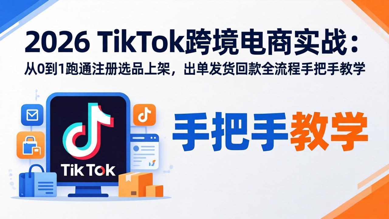 2026TikTok跨境电商实战：从0到1跑通注册选品上架，出单发货回款全流程手把手教学力繁信息站-闲云创业网-老谢轻创网-中创网-福缘网-冒泡网-资源之家-魔方项目库力繁信息站