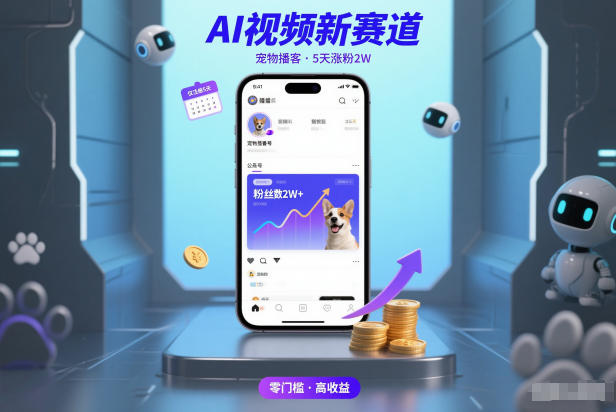 AI视频新赛道，宠物播客仅注册5天涨粉2W，收益非常可观力繁信息站-闲云创业网-老谢轻创网-中创网-福缘网-冒泡网-资源之家-魔方项目库力繁信息站