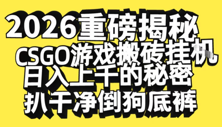 2026开年重磅解密，CSGO游戏搬砖挂G日入1k+的秘密，把倒狗的底裤扒干【揭秘】力繁信息站-闲云创业网-老谢轻创网-中创网-福缘网-冒泡网-资源之家-魔方项目库力繁信息站