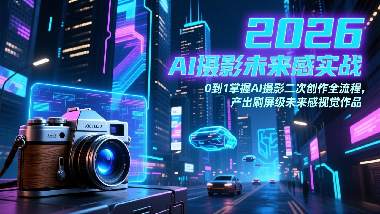 2026 AI摄影未来感实战：0到1掌握AI摄影二次创作全流程，产出刷屏级未来感视觉作品力繁信息站-闲云创业网-老谢轻创网-中创网-福缘网-冒泡网-资源之家-魔方项目库力繁信息站