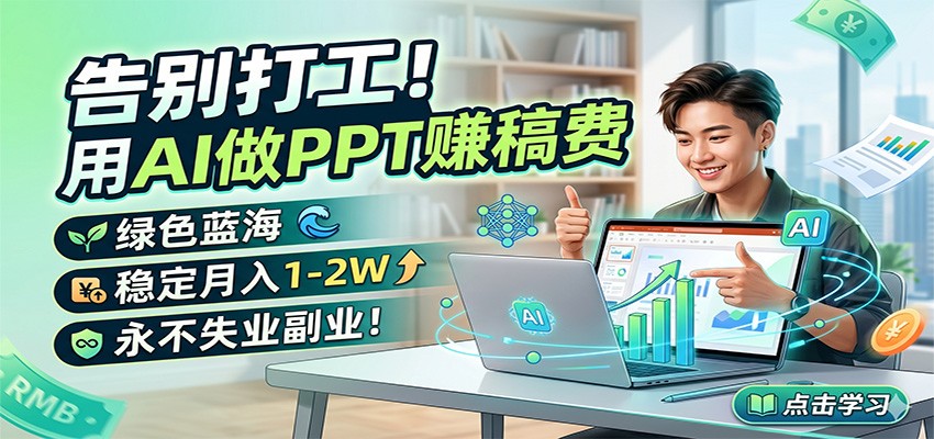 告别打工！用AI做PPT赚稿费，绿色蓝海，稳定月入1-2W，永不失业副业！力繁信息站-闲云创业网-老谢轻创网-中创网-福缘网-冒泡网-资源之家-魔方项目库力繁信息站