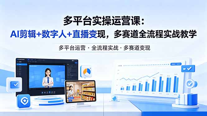 某团队多平台实操运营课-更新26年4月20：AI剪辑+数字人+直播变现，多赛道全流程实战教学力繁信息站-闲云创业网-老谢轻创网-中创网-福缘网-冒泡网-资源之家-魔方项目库力繁信息站