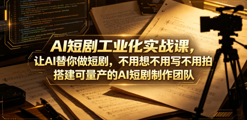 AI短剧工业化实战课,让AI替你做短剧,不用想不用写不用拍,搭建可量产的AI短剧制作团队力繁信息站-闲云创业网-老谢轻创网-中创网-福缘网-冒泡网-资源之家-魔方项目库力繁信息站
