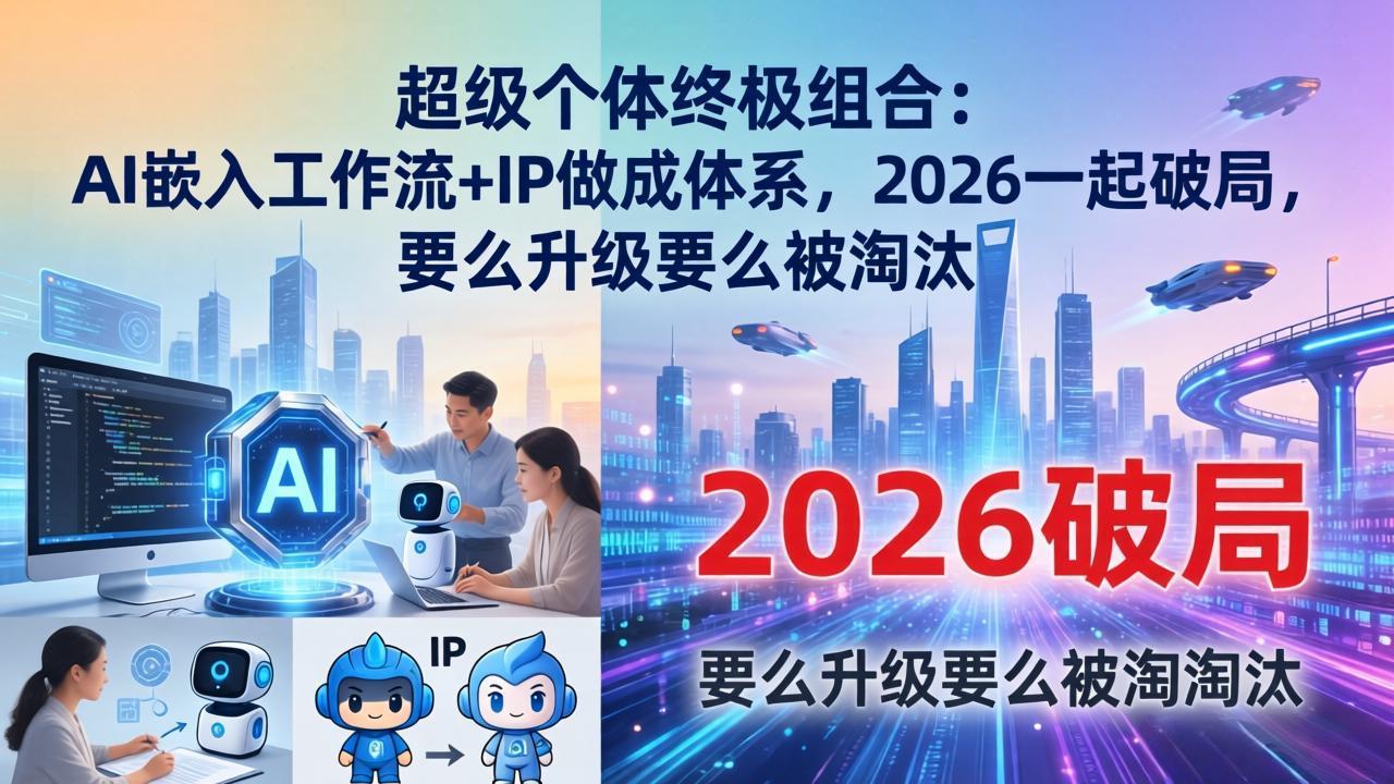 超级个体终极组合：AI嵌入工作流+IP做成体系，2026一起破局，要么升级要么被淘汰力繁信息站-闲云创业网-老谢轻创网-中创网-福缘网-冒泡网-资源之家-魔方项目库力繁信息站