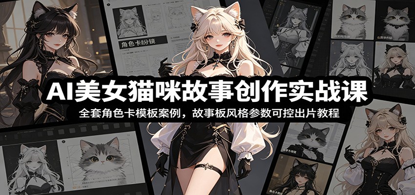 AI美女猫咪故事创作实战课：全套角色卡模板案例，故事板风格参数可控出片教程力繁信息站-闲云创业网-老谢轻创网-中创网-福缘网-冒泡网-资源之家-魔方项目库力繁信息站
