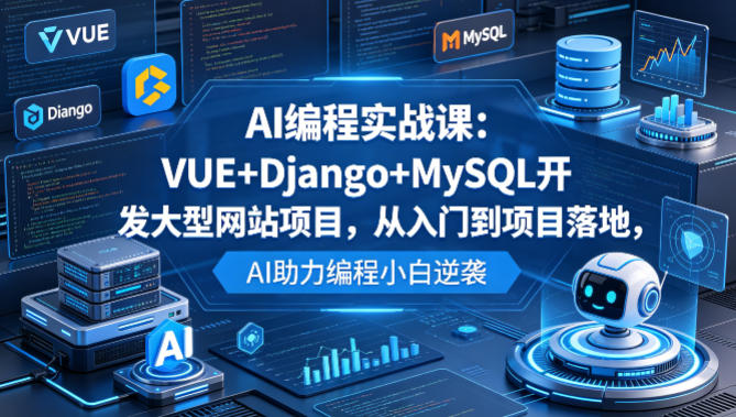 AI编程实战课：VUE+Django+MySQL开发大型网站项目，从入门到项目落地，AI助力编程小白逆袭力繁信息站-闲云创业网-老谢轻创网-中创网-福缘网-冒泡网-资源之家-魔方项目库力繁信息站
