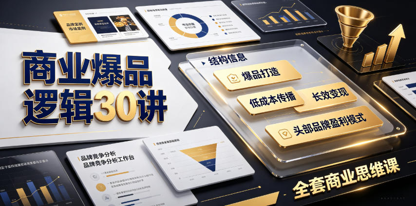 商业爆品逻辑30讲|拆解各行各业头部品牌盈利模式,吃透爆品打造、低成本传播、长效变现全套商业思维课力繁信息站-闲云创业网-老谢轻创网-中创网-福缘网-冒泡网-资源之家-魔方项目库力繁信息站