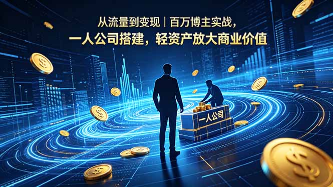从流量到变现|百万博主实战,一人公司搭建,轻资产放大商业价值力繁信息站-闲云创业网-老谢轻创网-中创网-福缘网-冒泡网-资源之家-魔方项目库力繁信息站