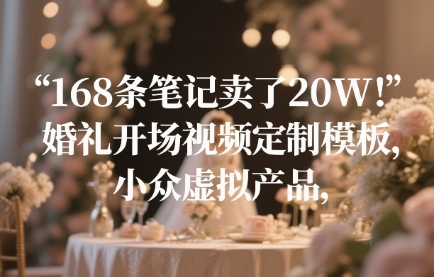 168条笔记卖了20W！婚礼开场视频定制模板，小众虚拟产品力繁信息站-闲云创业网-老谢轻创网-中创网-福缘网-冒泡网-资源之家-魔方项目库力繁信息站