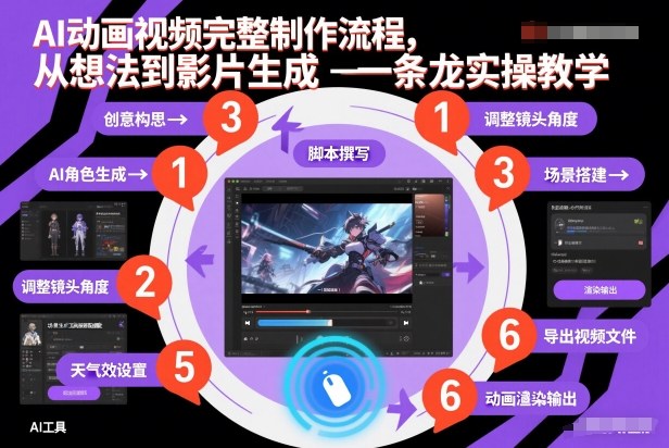 AI动画视频完整制作流程，从想法到影片生成一条龙实操教学力繁信息站-闲云创业网-老谢轻创网-中创网-福缘网-冒泡网-资源之家-魔方项目库力繁信息站