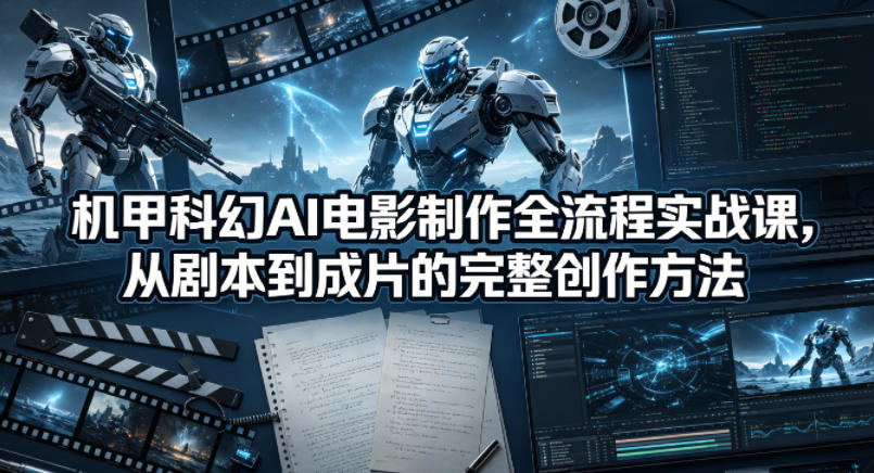 机甲科幻AI电影制作全流程实战课，从剧本到成片的完整创作方法力繁信息站-闲云创业网-老谢轻创网-中创网-福缘网-冒泡网-资源之家-魔方项目库力繁信息站