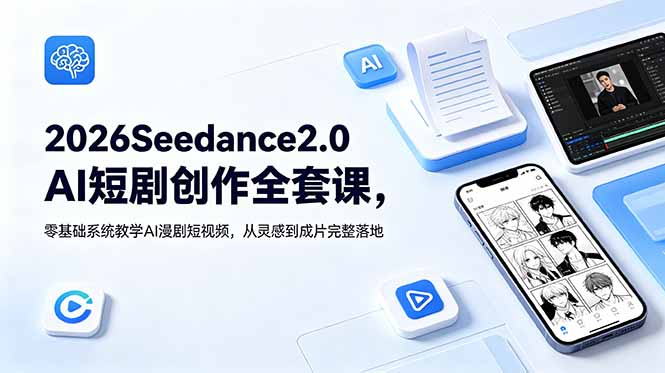 2026Seedance2.0AI短剧创作全套课,零基础系统教学AI漫剧短视频,从灵感到成片完整落地力繁信息站-闲云创业网-老谢轻创网-中创网-福缘网-冒泡网-资源之家-魔方项目库力繁信息站
