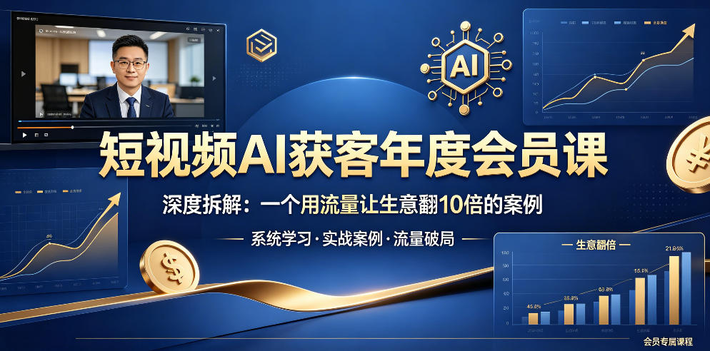 短视频AI获客年度会员课,深度拆解,一个用流量让生意翻10倍的案例力繁信息站-闲云创业网-老谢轻创网-中创网-福缘网-冒泡网-资源之家-魔方项目库力繁信息站