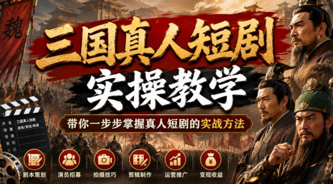 三国真人短剧实操教学,带你一步步掌握真人短剧的实战方法力繁信息站-闲云创业网-老谢轻创网-中创网-福缘网-冒泡网-资源之家-魔方项目库力繁信息站