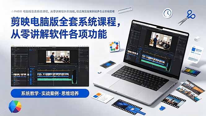 剪映电脑版全套系统课程,从零讲解软件各项功能,结合海量实战案例培养专业剪辑思维力繁信息站-闲云创业网-老谢轻创网-中创网-福缘网-冒泡网-资源之家-魔方项目库力繁信息站