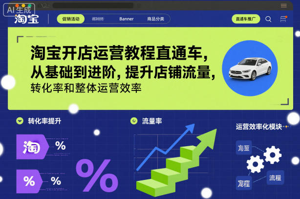 淘宝开店运营教程直通车，从基础到进阶，提升店铺流量，转化率和整体运营效率(更新26年1月)力繁信息站-闲云创业网-老谢轻创网-中创网-福缘网-冒泡网-资源之家-魔方项目库力繁信息站