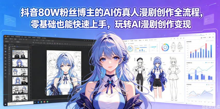 抖音80W粉丝博主的AI仿真人漫剧创作全流程,零基础也能快速上手,玩转AI漫剧创作变现力繁信息站-闲云创业网-老谢轻创网-中创网-福缘网-冒泡网-资源之家-魔方项目库力繁信息站