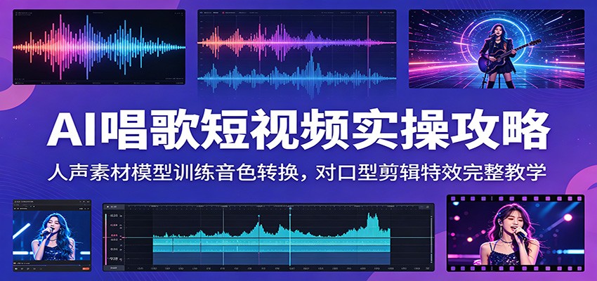 AI唱歌短视频实操攻略:人声素材模型训练音色转换,对口型剪辑特效完整教学力繁信息站-闲云创业网-老谢轻创网-中创网-福缘网-冒泡网-资源之家-魔方项目库力繁信息站