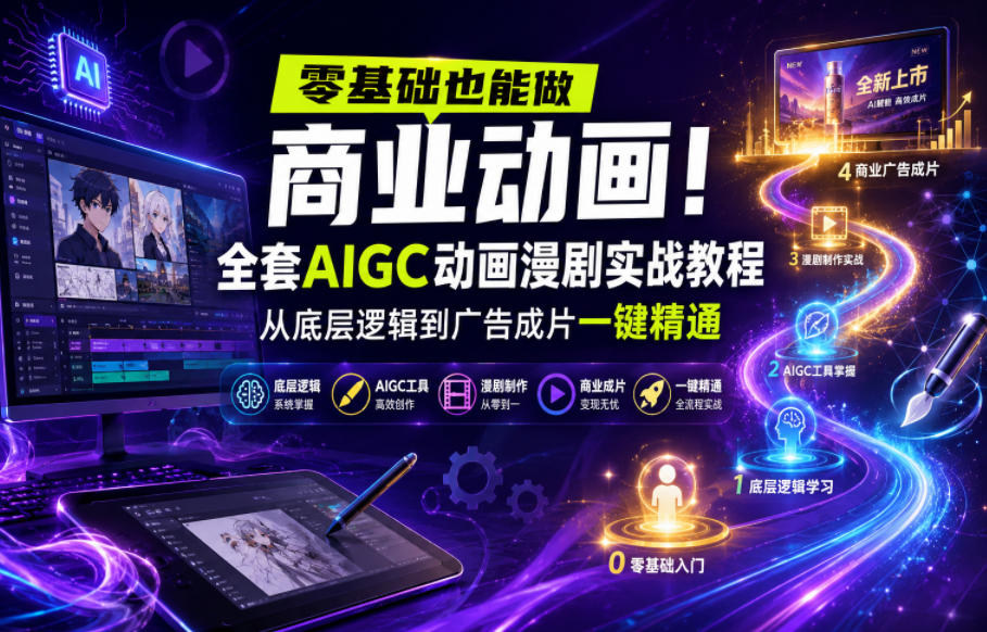 零基础也能做商业动画!全套AIGC动画漫剧实战教程,从底层逻辑到广告成片一键精通(更新0715)力繁信息站-闲云创业网-老谢轻创网-中创网-福缘网-冒泡网-资源之家-魔方项目库力繁信息站
