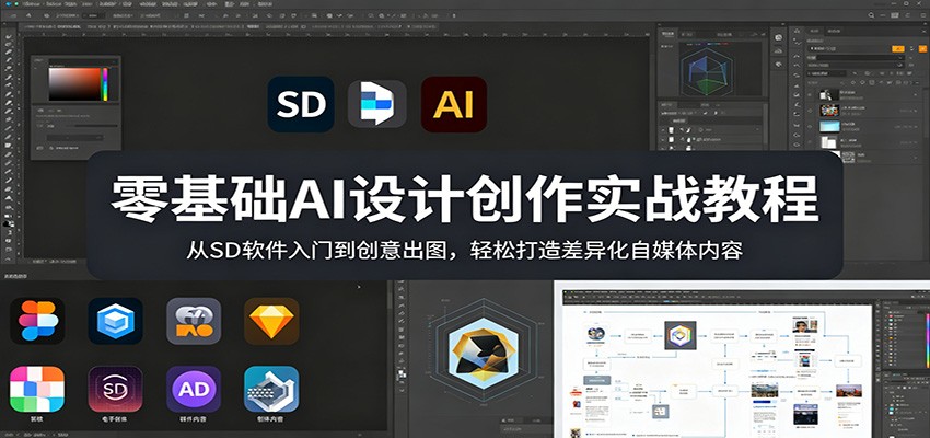 零基础AI设计创作实战教程：从SD软件入门到创意出图，轻松打造差异化自媒体内容力繁信息站-闲云创业网-老谢轻创网-中创网-福缘网-冒泡网-资源之家-魔方项目库力繁信息站