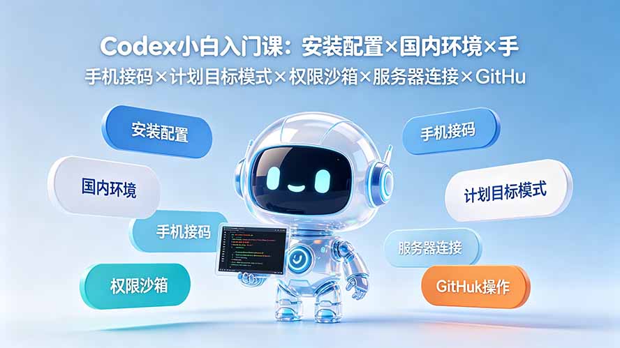Codex小白入门课：安装配置×国内环境×手机接码×计划目标模式×权限沙箱×服务器连接×GitHub操作力繁信息站-闲云创业网-老谢轻创网-中创网-福缘网-冒泡网-资源之家-魔方项目库力繁信息站