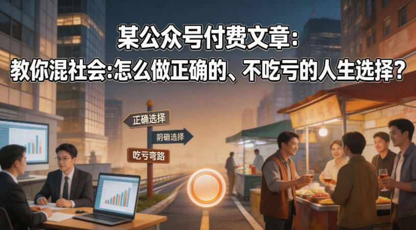 某公众号付费文章：教你混社会：怎么做正确的、不吃亏的人生选择？力繁信息站-闲云创业网-老谢轻创网-中创网-福缘网-冒泡网-资源之家-魔方项目库力繁信息站