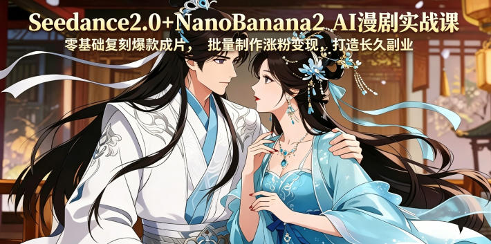 Seedance2.0+NanoBanana2 AI漫剧实战课,零基础复刻爆款成片涨粉变现,打造长久副业收益力繁信息站-闲云创业网-老谢轻创网-中创网-福缘网-冒泡网-资源之家-魔方项目库力繁信息站
