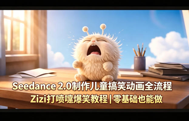 Seedance 2.0制作儿童搞笑动画全流程Zizi打喷嚏爆笑教程｜零基础也能做力繁信息站-闲云创业网-老谢轻创网-中创网-福缘网-冒泡网-资源之家-魔方项目库力繁信息站