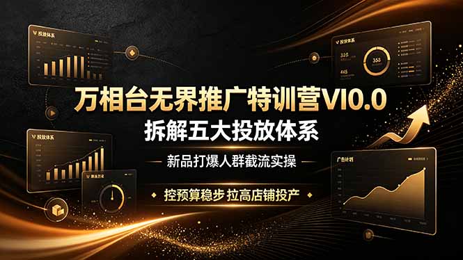 万相台无界推广特训营VI0.0,拆解五大投放体系,新品打爆人群截流实操,控预算稳步拉高店铺投产力繁信息站-闲云创业网-老谢轻创网-中创网-福缘网-冒泡网-资源之家-魔方项目库力繁信息站
