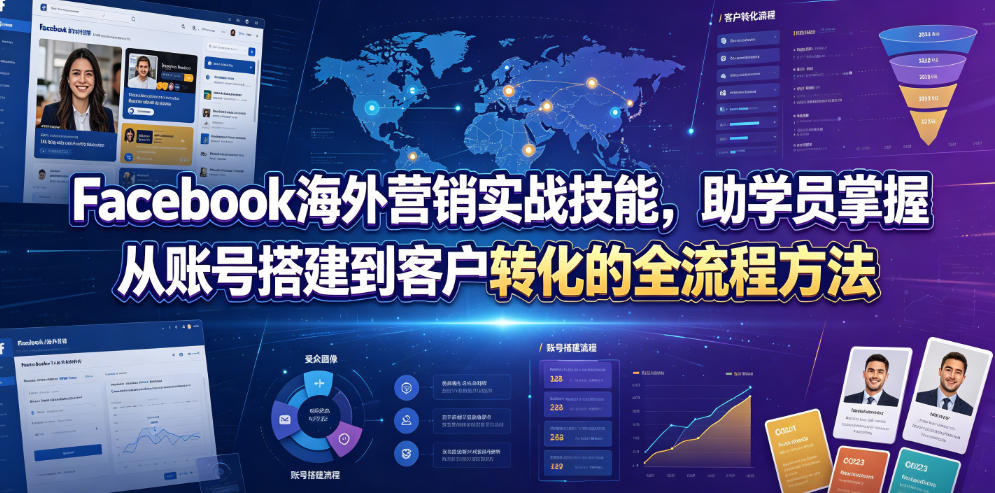 Facebook海外营销实战技能，助学员掌握从账号搭建到客户转化的全流程方法力繁信息站-闲云创业网-老谢轻创网-中创网-福缘网-冒泡网-资源之家-魔方项目库力繁信息站