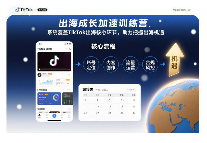 出海成长加速训练营，系统覆盖TikTok出海核心环节，助力把握出海机遇(更新)力繁信息站-闲云创业网-老谢轻创网-中创网-福缘网-冒泡网-资源之家-魔方项目库力繁信息站