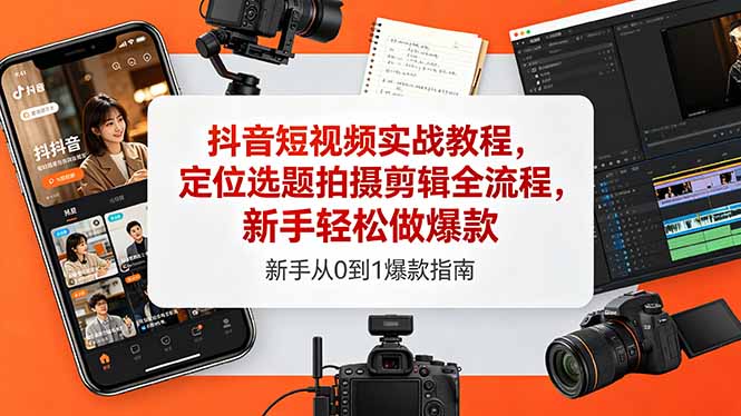 抖音短视频实战教程,定位选题拍摄剪辑全流程,新手轻松做爆款力繁信息站-闲云创业网-老谢轻创网-中创网-福缘网-冒泡网-资源之家-魔方项目库力繁信息站