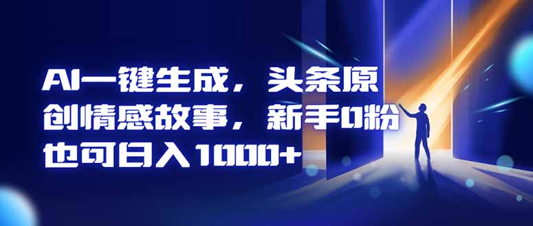 AI一键生成，头条原创情感故事，新手0粉也可日入1000+力繁信息站-闲云创业网-老谢轻创网-中创网-福缘网-冒泡网-资源之家-魔方项目库力繁信息站