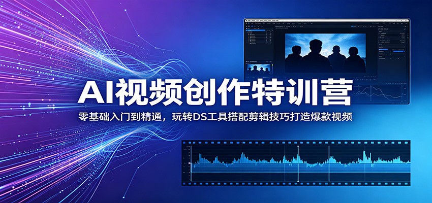 AI视频创作特训营:零基础入门到精通,玩转DS工具搭配剪辑技巧打造爆款视频力繁信息站-闲云创业网-老谢轻创网-中创网-福缘网-冒泡网-资源之家-魔方项目库力繁信息站