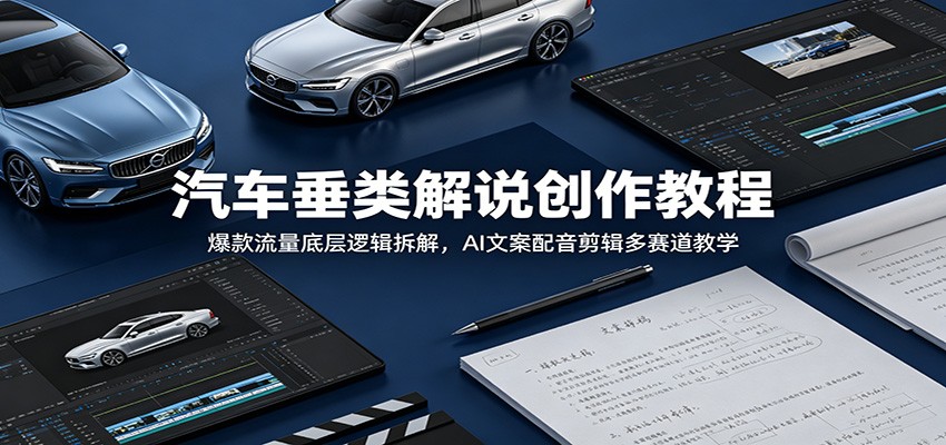 汽车垂类解说创作教程:爆款流量底层逻辑拆解,AI文案配音剪辑多赛道教学力繁信息站-闲云创业网-老谢轻创网-中创网-福缘网-冒泡网-资源之家-魔方项目库力繁信息站