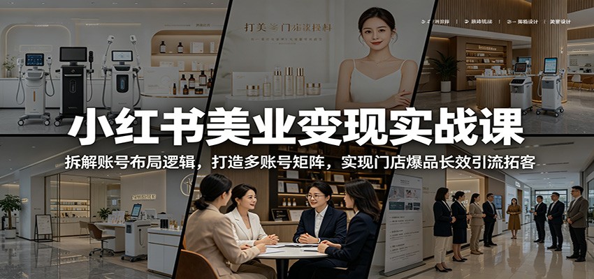 小红书美业变现实战课:拆解账号布局逻辑,打造多账号矩阵,实现门店爆品长效引流拓客力繁信息站-闲云创业网-老谢轻创网-中创网-福缘网-冒泡网-资源之家-魔方项目库力繁信息站