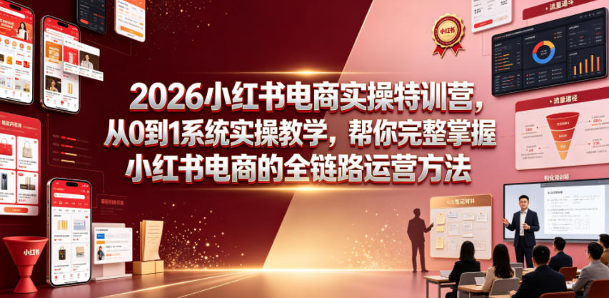 2026小红书电商实操特训营,从0到1系统实操教学,帮你完整掌握小红书电商的全链路运营方法力繁信息站-闲云创业网-老谢轻创网-中创网-福缘网-冒泡网-资源之家-魔方项目库力繁信息站
